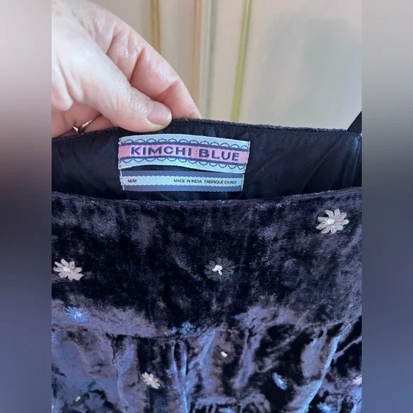 Kimchi Blue Midnight Velvet Dress with Floral Accents - Picture 2 of 5
